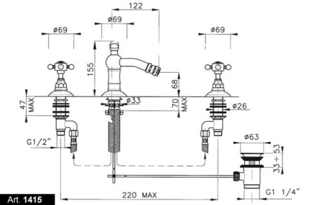 Смеситель для биде NICOLAZZI Classica Lusso 1415CR69 (цвет хром)