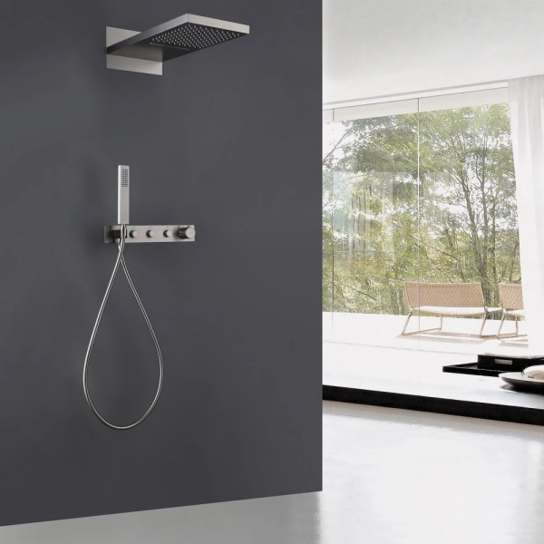 Душевой комплект ABBER Rund AF8752SP скрытого монтажа без излива, термостат, сатин