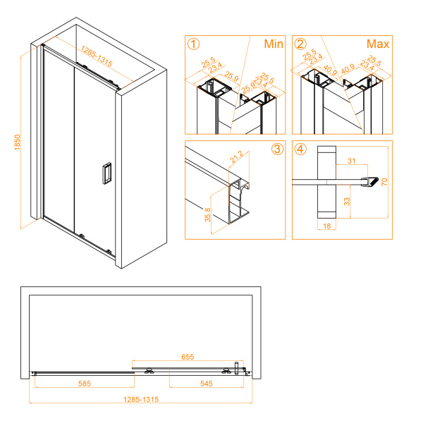 Душевая дверь 130 см RGW Classic CL-14-В 32091413-14 прозрачный