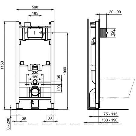 Комплект инсталляции + унитаз Ideal Standard PROSYS 2.0 RI461402