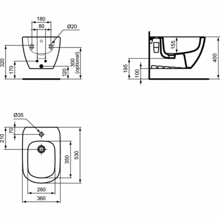 Биде подвесное Ideal Standard TESI T3552V1