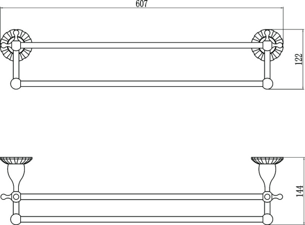 Держатель для полотенец Savol прямой  2-ой 60 см S-08948C
