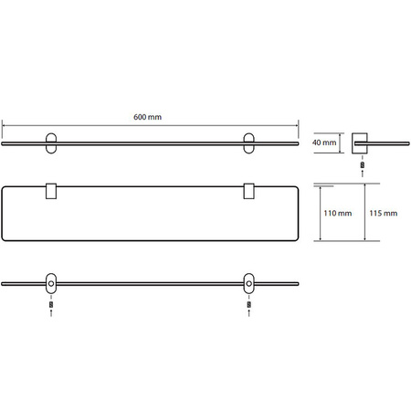 Полка стеклянная Bemeta Organic 157102241