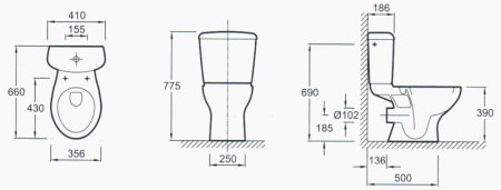 Чаша унитаза Jacob Delafon Mideo 15541G-00 без сиденья