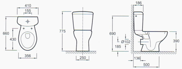 Чаша унитаза Jacob Delafon Mideo 15541G-00 без сиденья