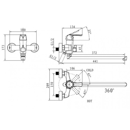 Смеситель для ванны с душем KAISER Boss (51055B)