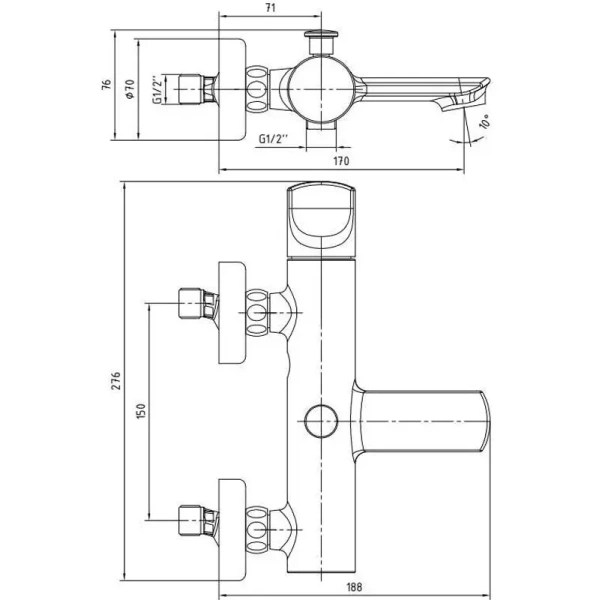 Смеситель для ванны E.C.A Myra 104502470EX Смеситель для ванны E.C.A Myra 104502470EX