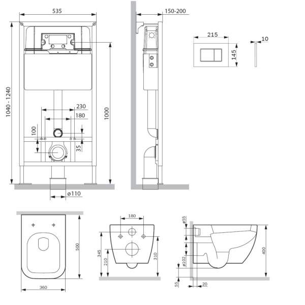 Комплект унитаза с инсталляцией Am.Pm Gem IS70251.901701