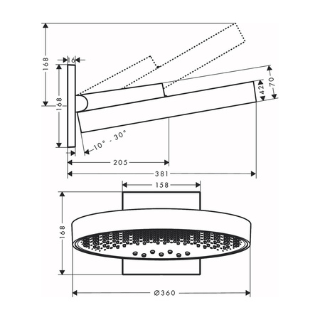 Верхний душ с кронштейном Hansgrohe Rainfinity 360 3jet 26234000 хром