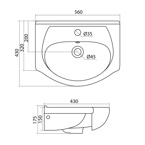 Раковина подвесная (56х43) Aquaton Линда 1WH110156
