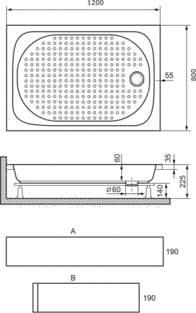 Душевой поддон 80х120х22 RGW LUX/TN 16180382-21
