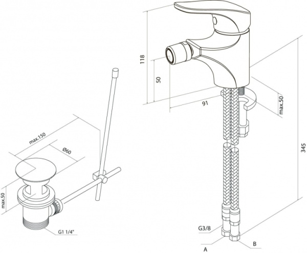 Смеситель для биде AM.PM Joy F8583100