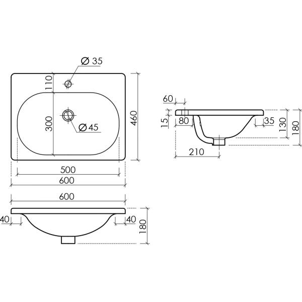 Раковина накладная (71х45,7) Ceramica Nova Sabo CN13001
