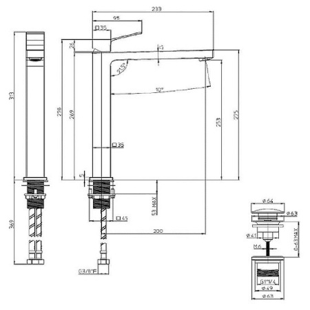 Смеситель для раковины Bossini Aki Z00709.094 никель шлифованный