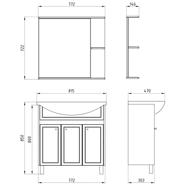 Тумба под раковину ASB-Mebel Альпина 80 (11783)