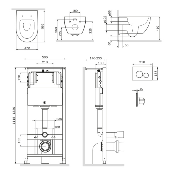 Комплект унитаза с инсталляцией Am.Pm Awe IS49051.111700