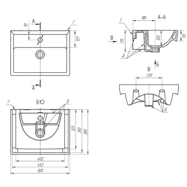 Тумба с раковиной Misty Элен 50 УТ000012104