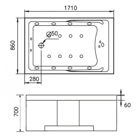Акриловая ванна Gemy G9066 II К