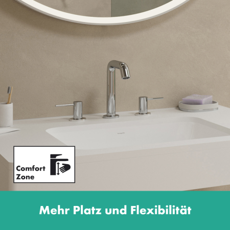 Смеситель для раковины на 3 отверстия с донным клапаном Push-Open Hansgrohe Tecturis S 73330000 хром