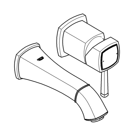 Смеситель для раковины на два отверстия Grohe Grandera 19929 IG0 (19929IG0) хром/золото