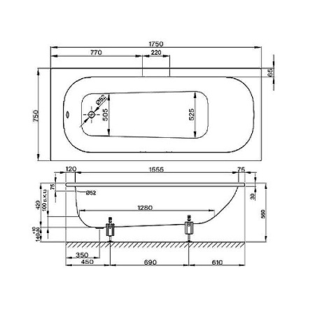 Ванна стальная (170x75) Bette Form 2949-000 AD PLUS с шумоизоляцией и антигрязевым покрытием