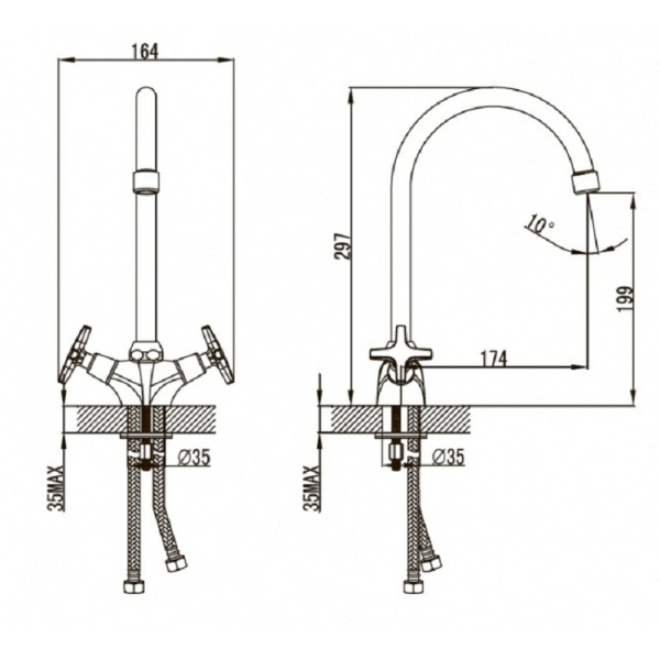 Смеситель для кухонной мойки  KAISER Crystal (28133)