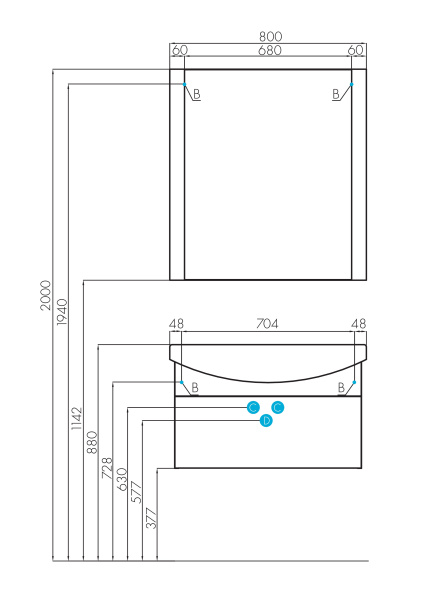 Тумба с раковиной Акватон Ария 80 1A1417K0AA010
