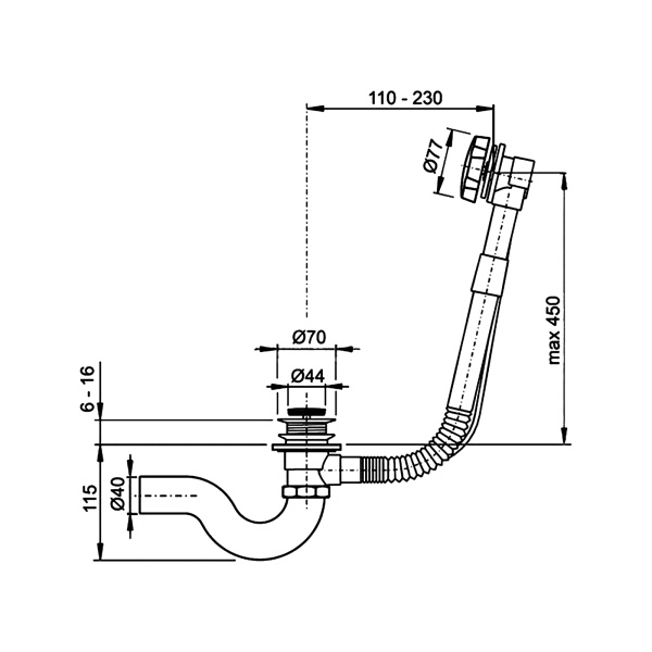 Слив перелив для ванны полуавтомат Timo 8003/00
