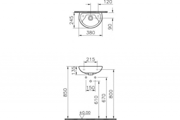 Раковина подвесная 38 см Vitra  Arkitekt 6018B003-0029