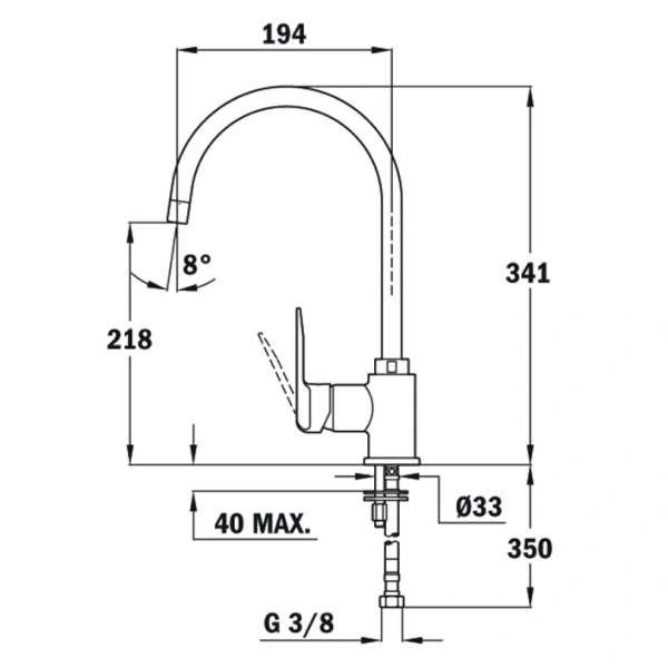 Смеситель для мойки однорычажный Teka SP 995 55995020Q черный