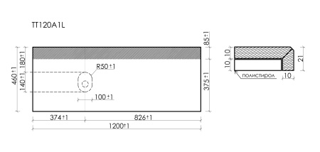 Столешница для ванной комнаты SANCOS 1200х460, цвет black sky,  TT120A1L, левая