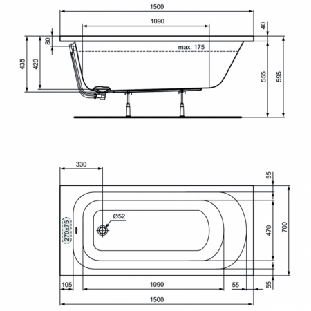 Ванна акриловая (150х70) Ideal Standard SIMPLICITY W004201
