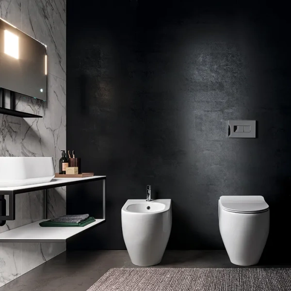 Унитаз приставной безободковый Kerasan Flo 311901 белый, без сиденья