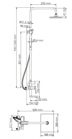 Душевая система с изливом WasserKRAFT Wiese A18401 Душевая система с изливом WasserKRAFT Wiese A18401