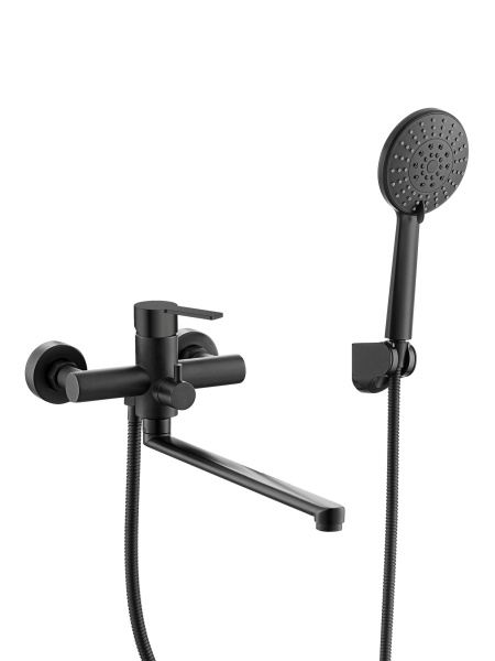 Смеситель для ванны однорычажный универсальный с душевым набором Agger Easy A3121144 черный матовый