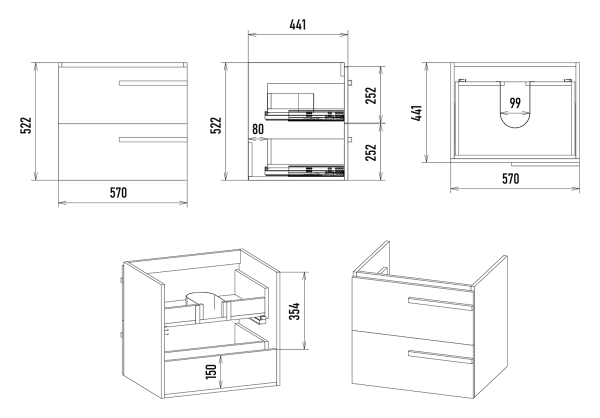 Тумба под раковину Misty Ненси 60 П-Нен-09060-502Я