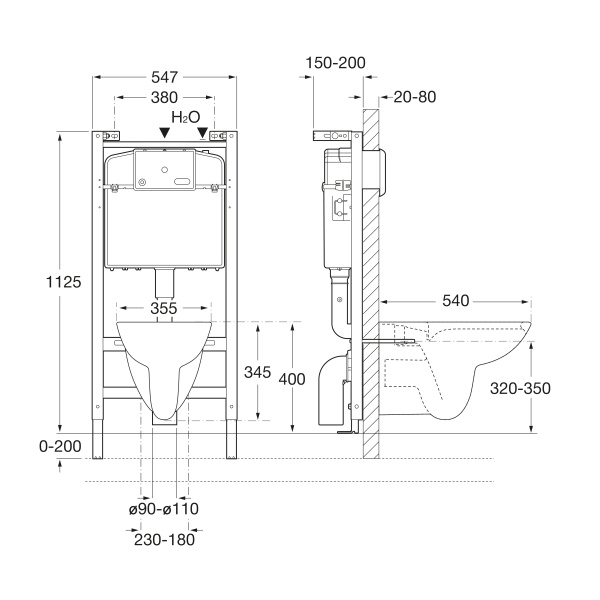 Комплект унитаз с инсталляцией Roca Debba Pack Rimless 893104980 (без кнопки)