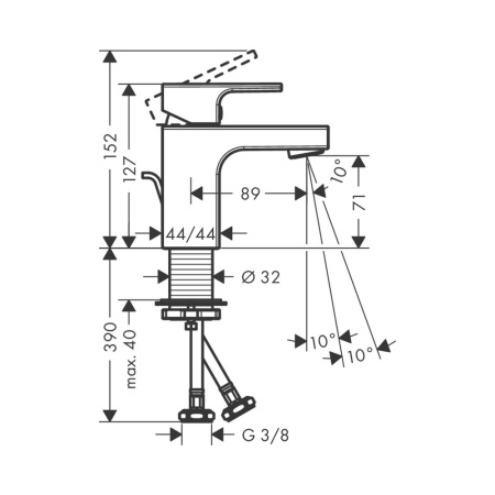 Смеситель для раковины с донным клапаном Hansgrohe Vernis Shape 71566000 хром