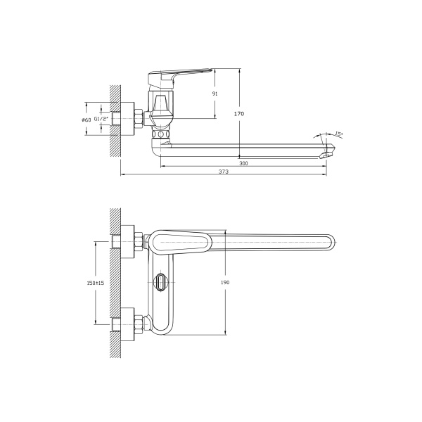 Смеситель для ванны с длинным поворотным изливом RUSH Devon DE7535-51 Смеситель для ванны с длинным поворотным изливом RUSH Devon DE7535-51