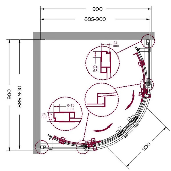 Душевой уголок BelBagno Marino 90x90 MARINO-R-2-90-C-Cr