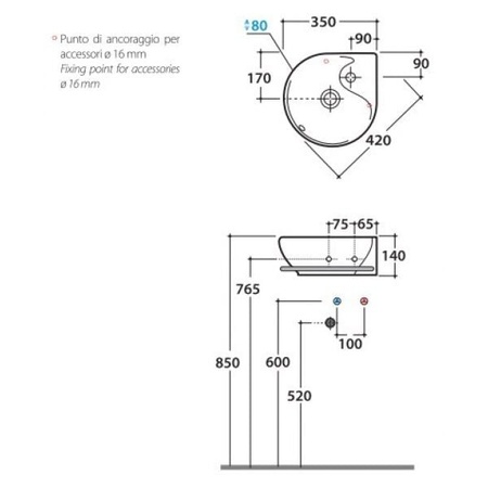 Рукомойник Globo Misura MI013.BI*1