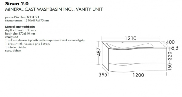 Тумба BurgBad Sinea SFFQ121L F2800 G0165 C0001*1
