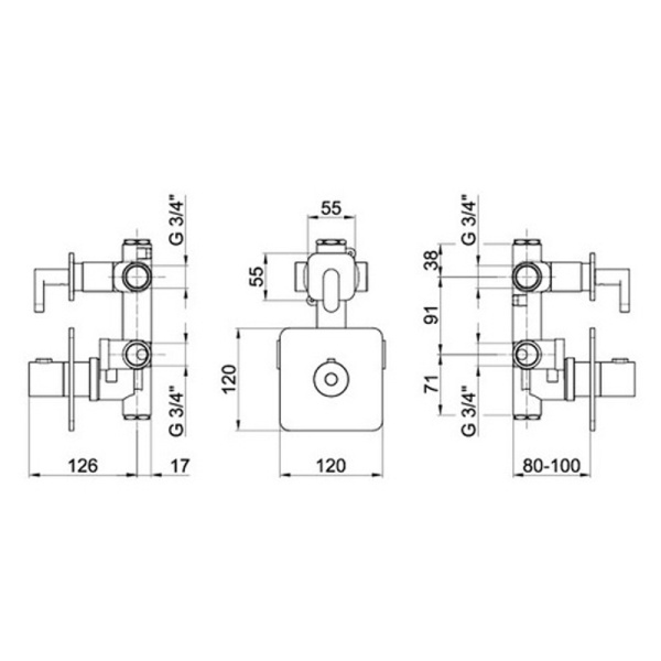 Смеситель для душа встраиваемый с термостатом Webert Elio EL971302345, никель