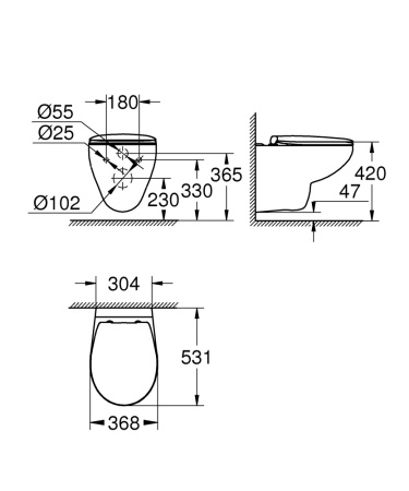 Комплект инсталляции с унитазом Grohe Rapid SL 3 в 1 Bau 3839772 микролифт