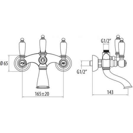 Смеситель для ванны Gattoni Vivaldi Lever 1300613COcr