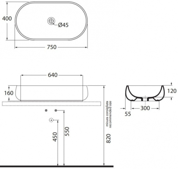 Раковина накладная Azzurra Nuvola NUV200/AP8 bi