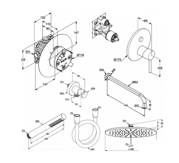 Душевой комплект 7в1 Kludi Bozz 386585376