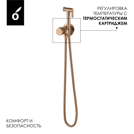 Гигиенический душ с термостатическим смесителем Oliveeka OL-829909-BRG матовая медь