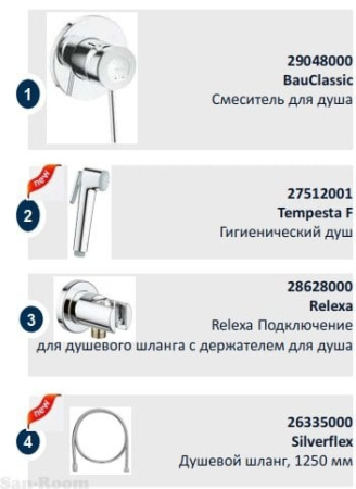 Гигиенический набор Grohe BauClassic 124901