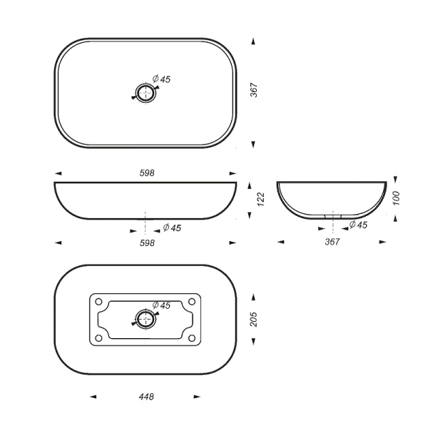 Раковина Sanita Luxe Infinity (60х36) INFSLWB01